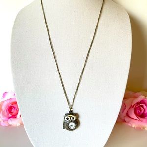 Owl clock pendant necklace